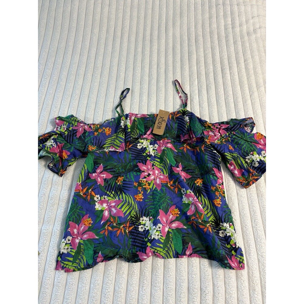 NWT Jorja Cold Shoulder Blouse Top Women’s 2XL Tropical Floral Resort Vacation